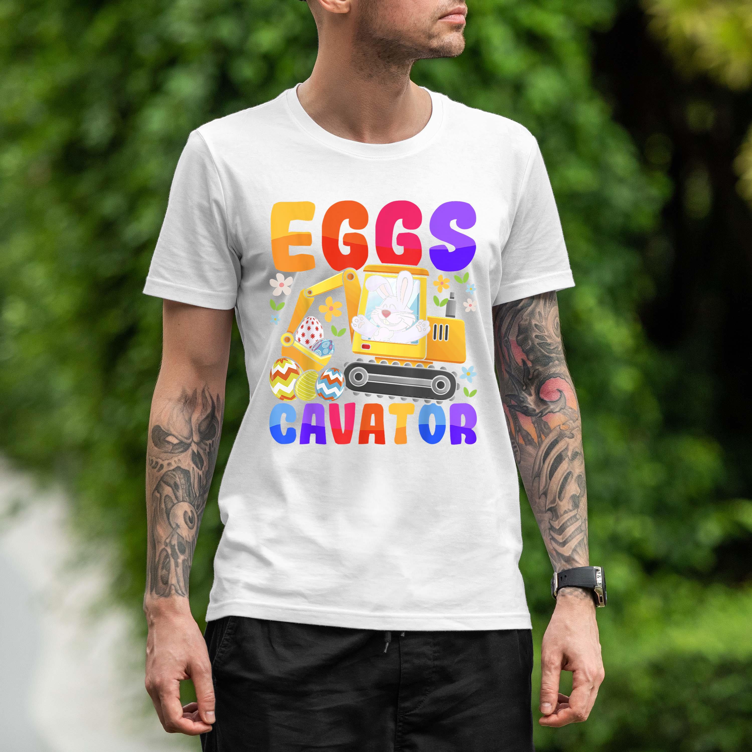 Easter Kids Boys Funny Excavator Happy Easter Eggscavator Shirt 